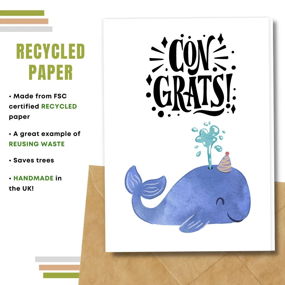 Eco Friendly Congratulation Card, Whale Design