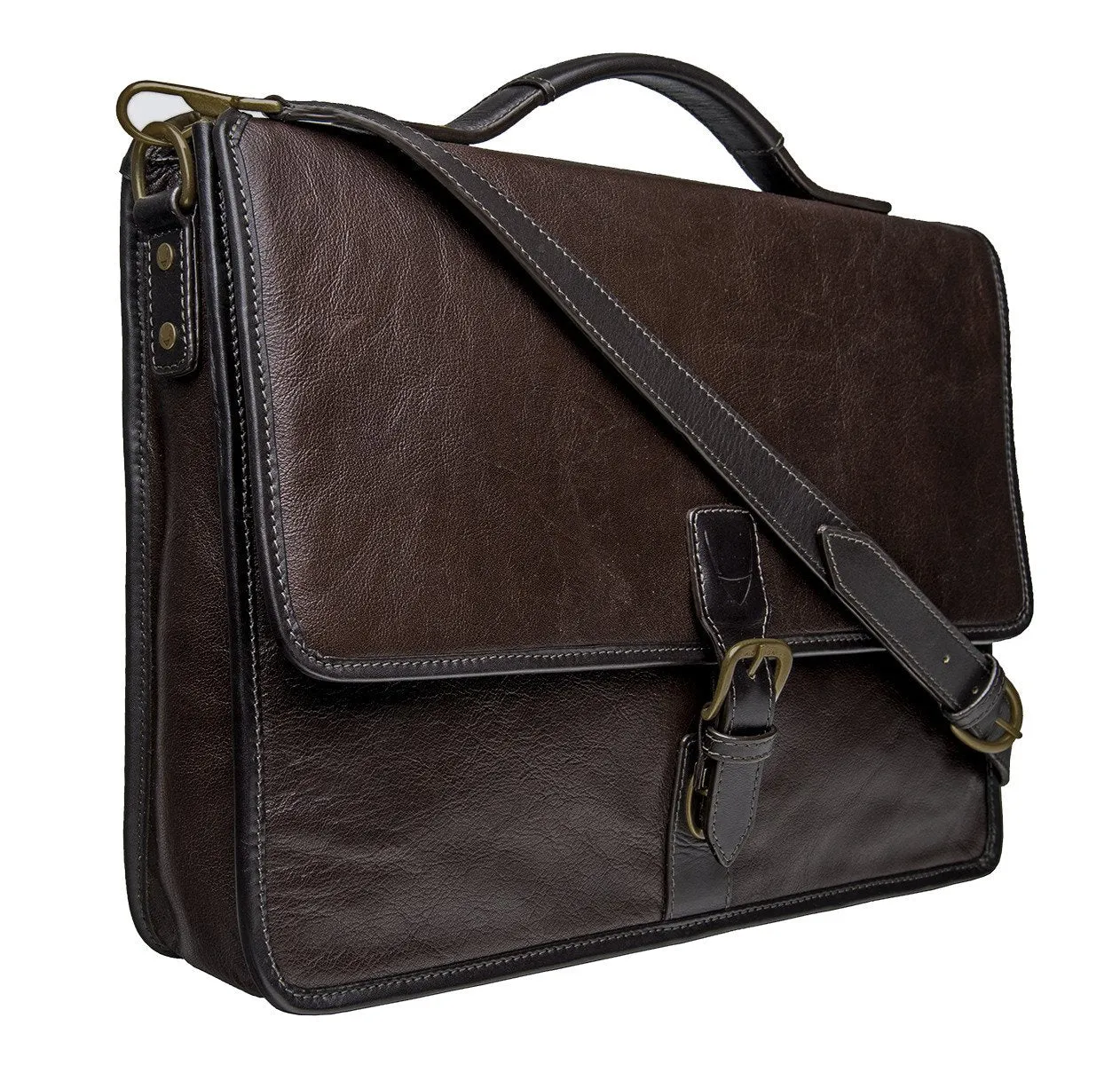 Harrison Buffalo Leather Laptop Briefcase